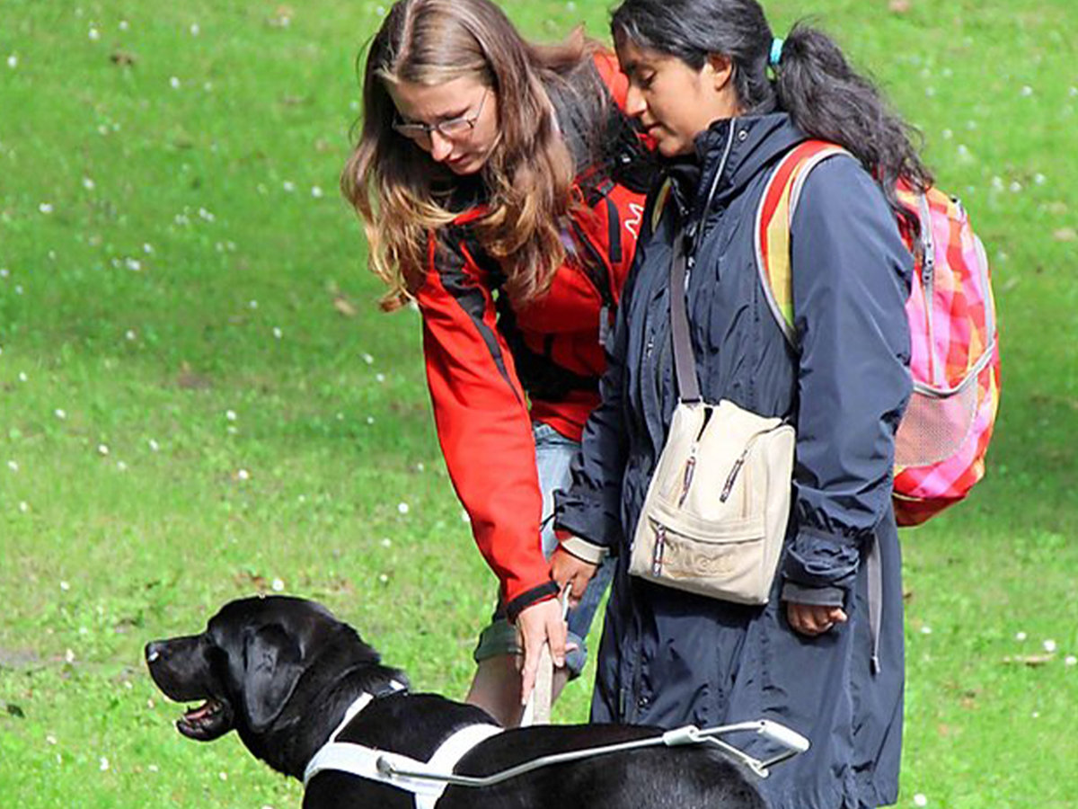 Aurélie and guide dog Nalu during the training in Bruges, Belgium Aurélie and guide dog Nalu during the training in Bruges, Belgium